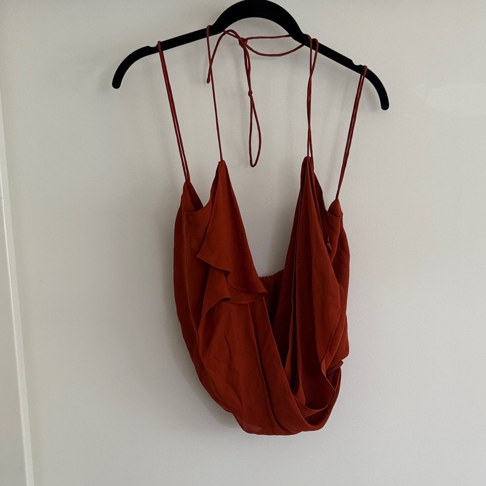 Haute Hippie Rust Camisole Top plunge neck